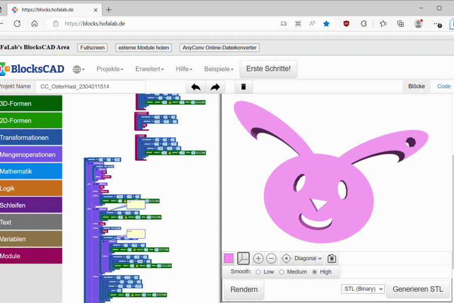 3D Konstruktion mit BlockSCAD